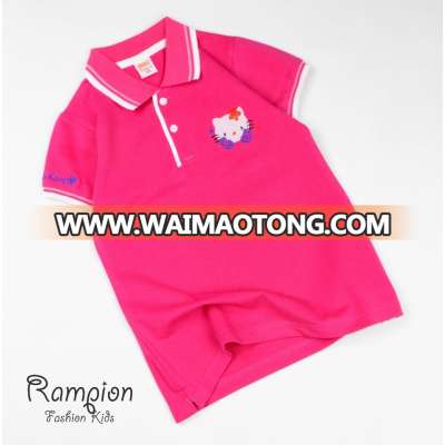 Latest fancy design 100% cotton short sleeve 12-18 years kitty polo t shirt for girls bulk wholesale kids clothing